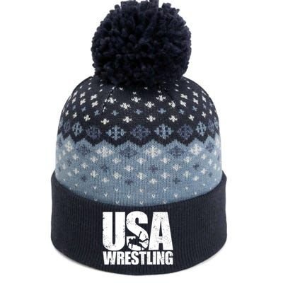 Wrestling Vintage Wrestler Christmas For Boy The Baniff Cuffed Pom Beanie