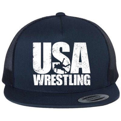 Wrestling Vintage Wrestler Christmas For Boy Flat Bill Trucker Hat