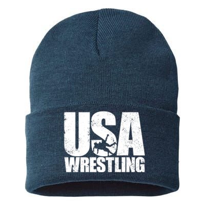 Wrestling Vintage Wrestler Christmas For Boy Sustainable Knit Beanie