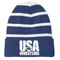 Wrestling Vintage Wrestler Christmas For Boy Striped Beanie with Solid Band