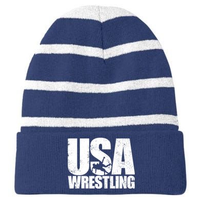 Wrestling Vintage Wrestler Christmas For Boy Striped Beanie with Solid Band