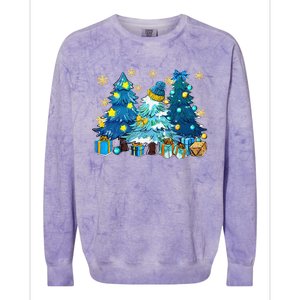 Winter Vibes Xmas Tree Lights Cozy Season Christmas Pajama Colorblast Crewneck Sweatshirt