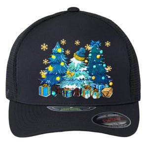 Winter Vibes Xmas Tree Lights Cozy Season Christmas Pajama Flexfit Unipanel Trucker Cap