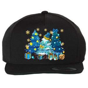 Winter Vibes Xmas Tree Lights Cozy Season Christmas Pajama Wool Snapback Cap