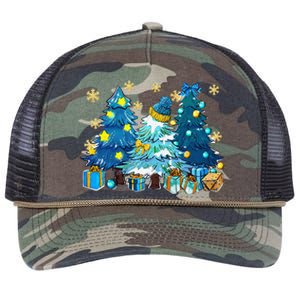 Winter Vibes Xmas Tree Lights Cozy Season Christmas Pajama Retro Rope Trucker Hat Cap