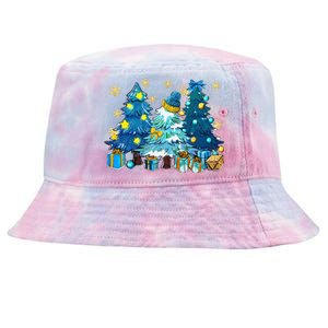 Winter Vibes Xmas Tree Lights Cozy Season Christmas Pajama Tie-Dyed Bucket Hat