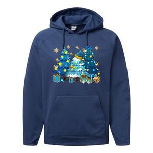 Winter Vibes Xmas Tree Lights Cozy Season Christmas Pajama Performance Fleece Hoodie