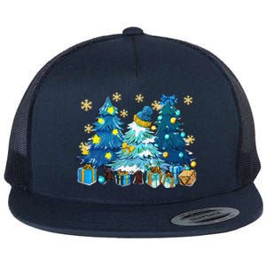 Winter Vibes Xmas Tree Lights Cozy Season Christmas Pajama Flat Bill Trucker Hat