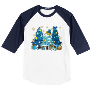 Winter Vibes Xmas Tree Lights Cozy Season Christmas Pajama Baseball Sleeve Shirt