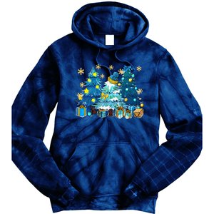 Winter Vibes Xmas Tree Lights Cozy Season Christmas Pajama Tie Dye Hoodie