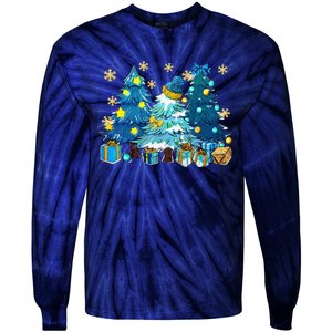 Winter Vibes Xmas Tree Lights Cozy Season Christmas Pajama Tie-Dye Long Sleeve Shirt