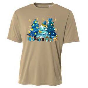 Winter Vibes Xmas Tree Lights Cozy Season Christmas Pajama Cooling Performance Crew T-Shirt