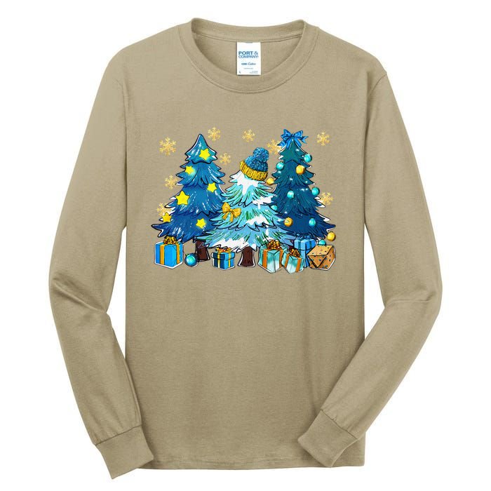 Winter Vibes Xmas Tree Lights Cozy Season Christmas Pajama Tall Long Sleeve T-Shirt