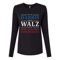 Walz Waltz 2024 Mind Your Own Damn Business Womens Cotton Relaxed Long Sleeve T-Shirt