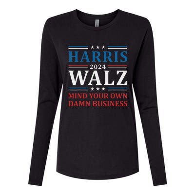 Walz Waltz 2024 Mind Your Own Damn Business Womens Cotton Relaxed Long Sleeve T-Shirt