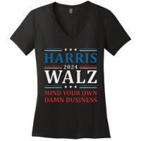 Walz Waltz 2024 Mind Your Own Damn Business Women's V-Neck T-Shirt