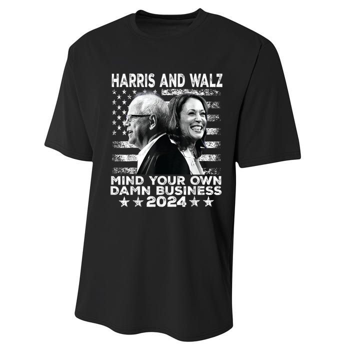 Walz Waltz 2024 Mind Your Own Damn Business Performance Sprint T-Shirt