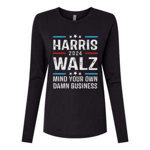 Walz Waltz 2024 Mind Your Own Damn Business Womens Cotton Relaxed Long Sleeve T-Shirt