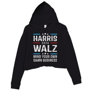 Walz Waltz 2024 Mind Your Own Damn Business Crop Fleece Hoodie