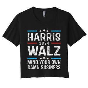 Walz Waltz 2024 Mind Your Own Damn Business Women's Crop Top Tee