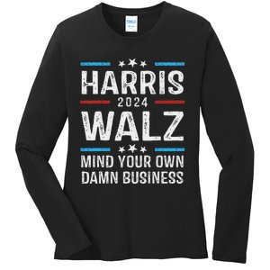 Walz Waltz 2024 Mind Your Own Damn Business Ladies Long Sleeve Shirt