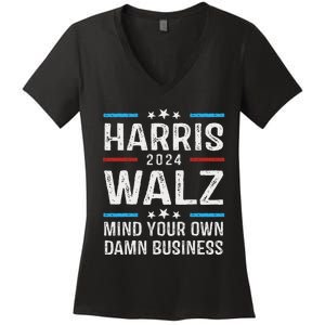 Walz Waltz 2024 Mind Your Own Damn Business Women's V-Neck T-Shirt