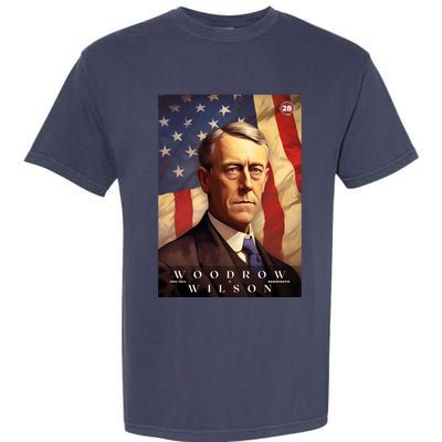 Woodrow Wilson 28th President Of The United States Portrait Garment-Dyed Heavyweight T-Shirt