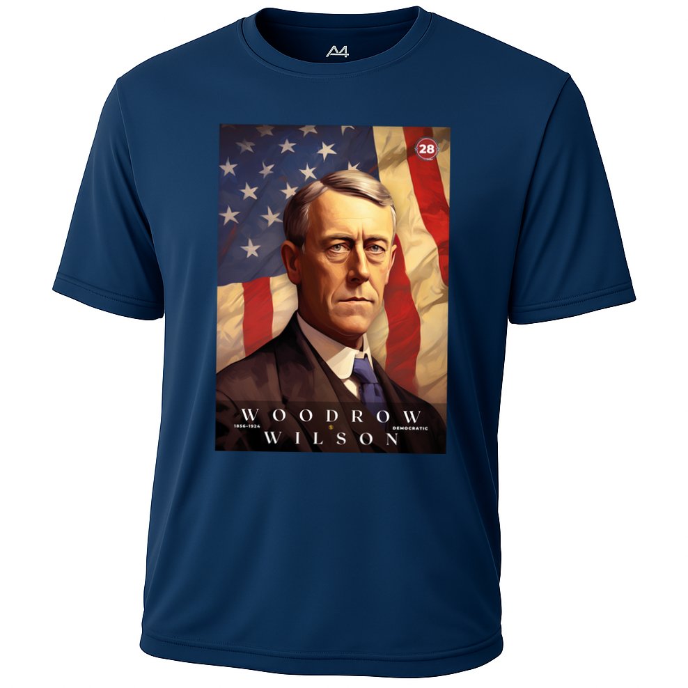 Woodrow Wilson 28th President Of The United States Portrait Cooling Performance Crew T-Shirt