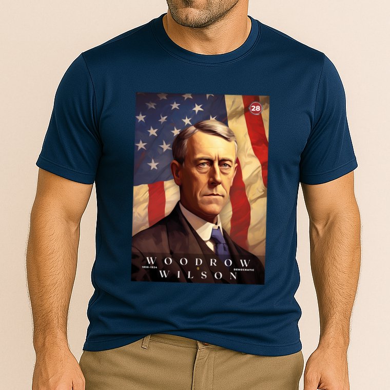 Woodrow Wilson 28th President Of The United States Portrait Cooling Performance Crew T-Shirt
