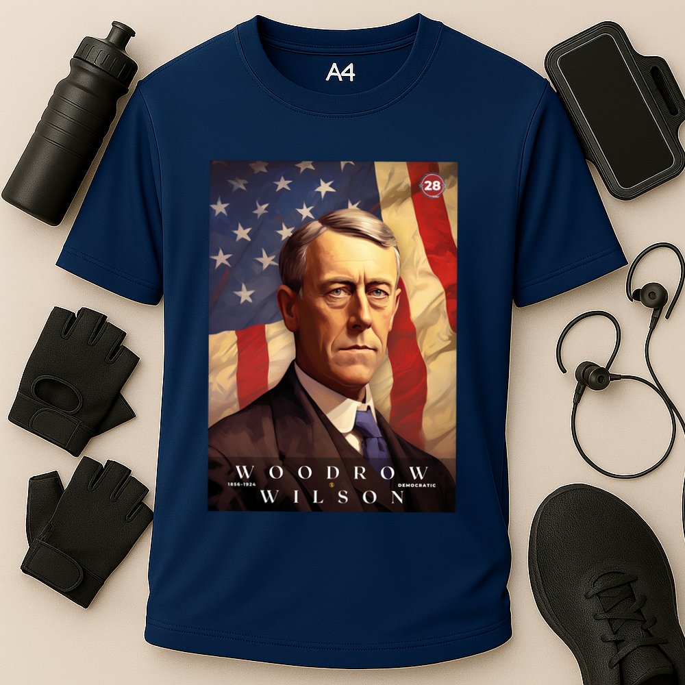 Woodrow Wilson 28th President Of The United States Portrait Cooling Performance Crew T-Shirt