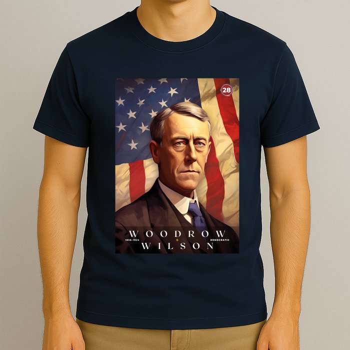 Woodrow Wilson 28th President Of The United States Portrait T-Shirt