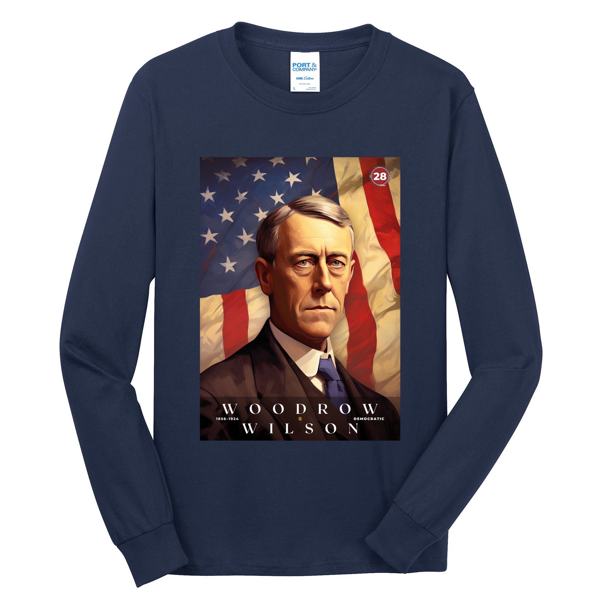 Woodrow Wilson 28th President Of The United States Portrait Tall Long Sleeve T-Shirt