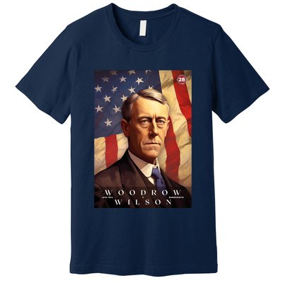 Woodrow Wilson 28th President Of The United States Portrait Premium T-Shirt