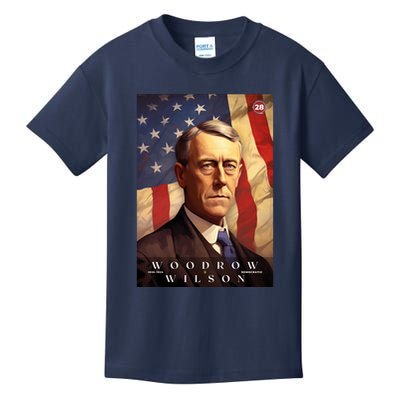 Woodrow Wilson 28th President Of The United States Portrait Kids T-Shirt