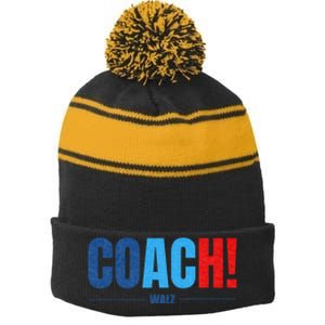 Waltz Walz 2024 Coach Stripe Pom Pom Beanie