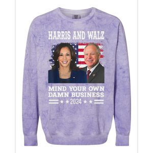 Walz Waltz 2024 Mind Your Own Damn Business Colorblast Crewneck Sweatshirt