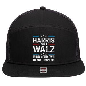 Walz Waltz 2024 Mind Your Own Damn Business 7 Panel Mesh Trucker Snapback Hat