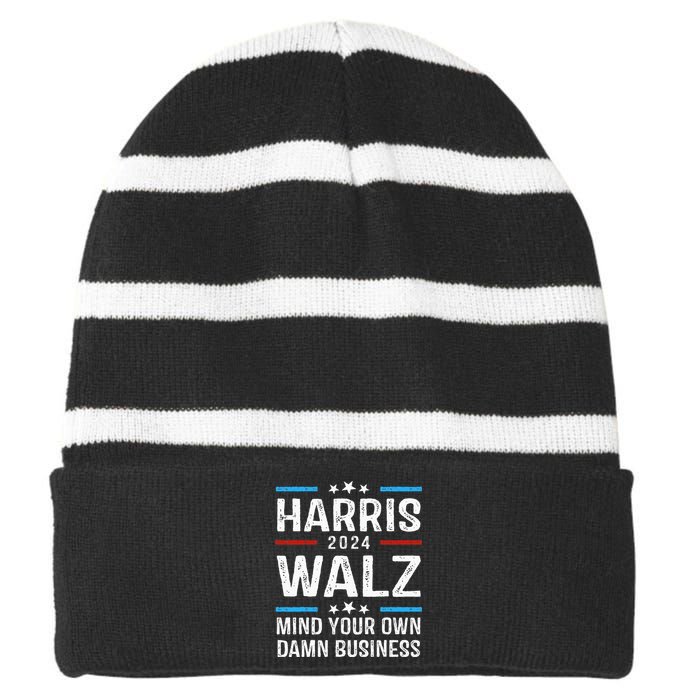 Walz Waltz 2024 Mind Your Own Damn Business Striped Beanie with Solid Band