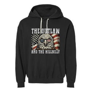 Vintage Outlaw Hillbilly Trump Vance 2024 US Flag Bald Eagle Premium  Garment-Dyed Fleece Hoodie