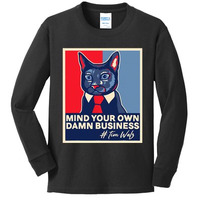 Walz Mind Your Own Damn Business Harris Waltz Cat Lady  Kids Long Sleeve Shirt