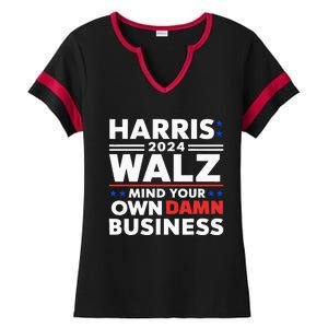 Walz Waltz 2024 Mind Your Own Damn Business Ladies Halftime Notch Neck Tee