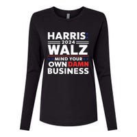 Walz Waltz 2024 Mind Your Own Damn Business Womens Cotton Relaxed Long Sleeve T-Shirt