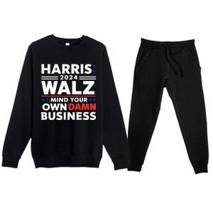 Walz Waltz 2024 Mind Your Own Damn Business Premium Crewneck Sweatsuit Set