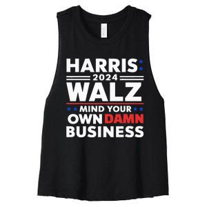 Walz Waltz 2024 Mind Your Own Damn Business Women's Racerback Cropped Tank