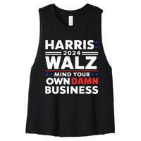 Walz Waltz 2024 Mind Your Own Damn Business Women's Racerback Cropped Tank