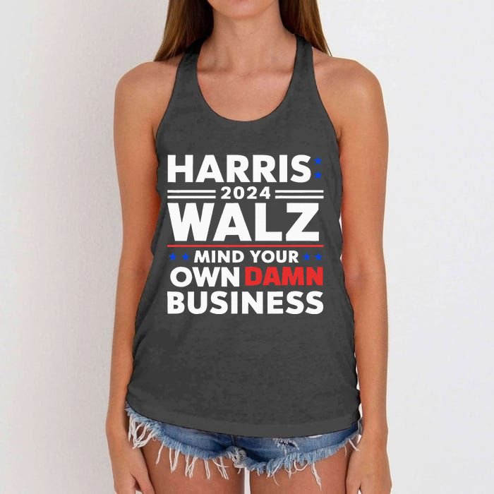 Walz Waltz 2024 Mind Your Own Damn Business Women's Knotted Racerback Tank