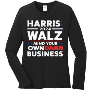 Walz Waltz 2024 Mind Your Own Damn Business Ladies Long Sleeve Shirt