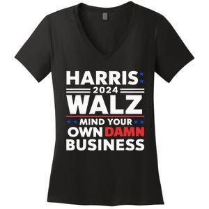 Walz Waltz 2024 Mind Your Own Damn Business Women's V-Neck T-Shirt