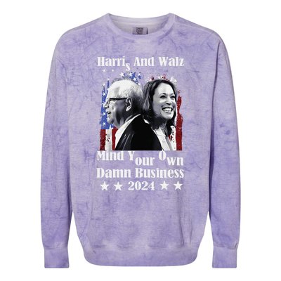 Walz Waltz 2024 Mind Your Own Damn Business Colorblast Crewneck Sweatshirt