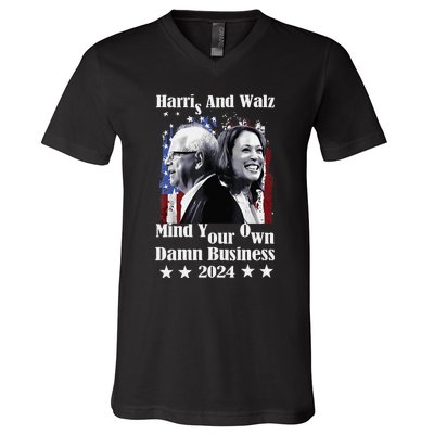 Walz Waltz 2024 Mind Your Own Damn Business V-Neck T-Shirt